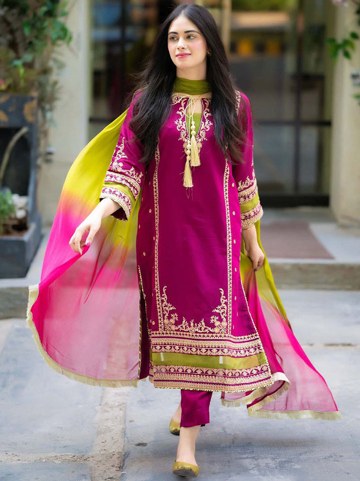 Omal Dhanak Embroidered 3 Piece | OL100