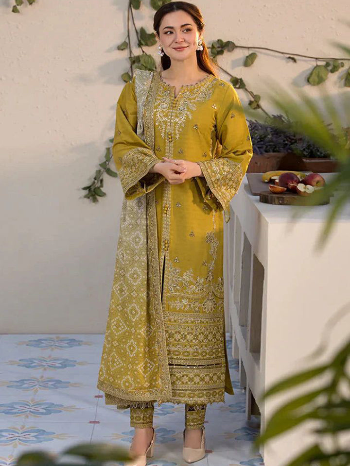 Qalamkar Dhanak Embroidered 3 Piece | QR101