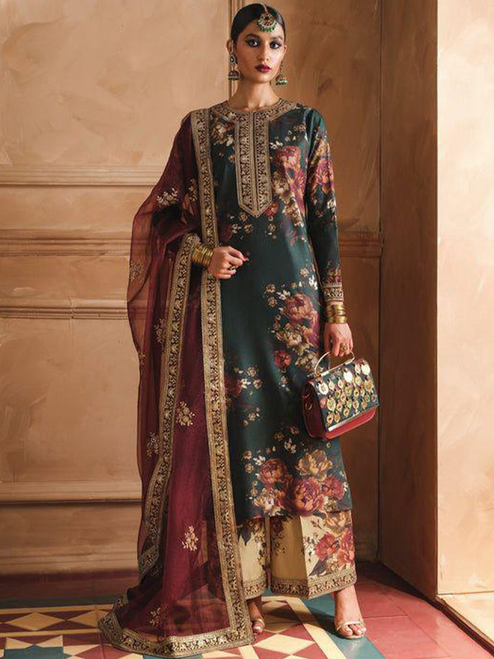 Humjoili Silk Embroidered 3 Piece | HJ100