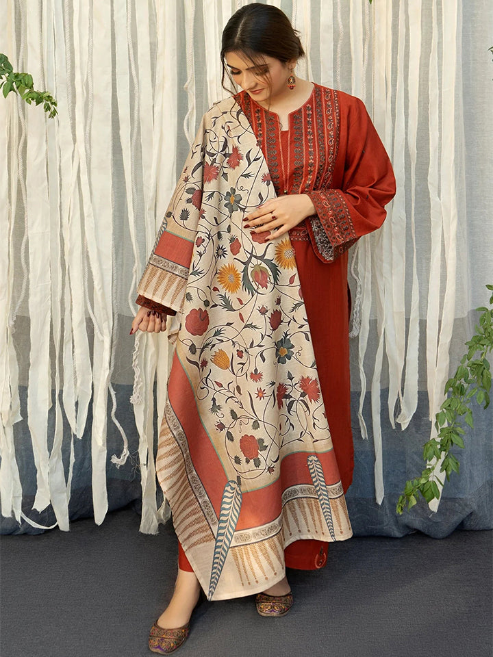 Aisling Dhanak Embroidered 3 Piece | AL105