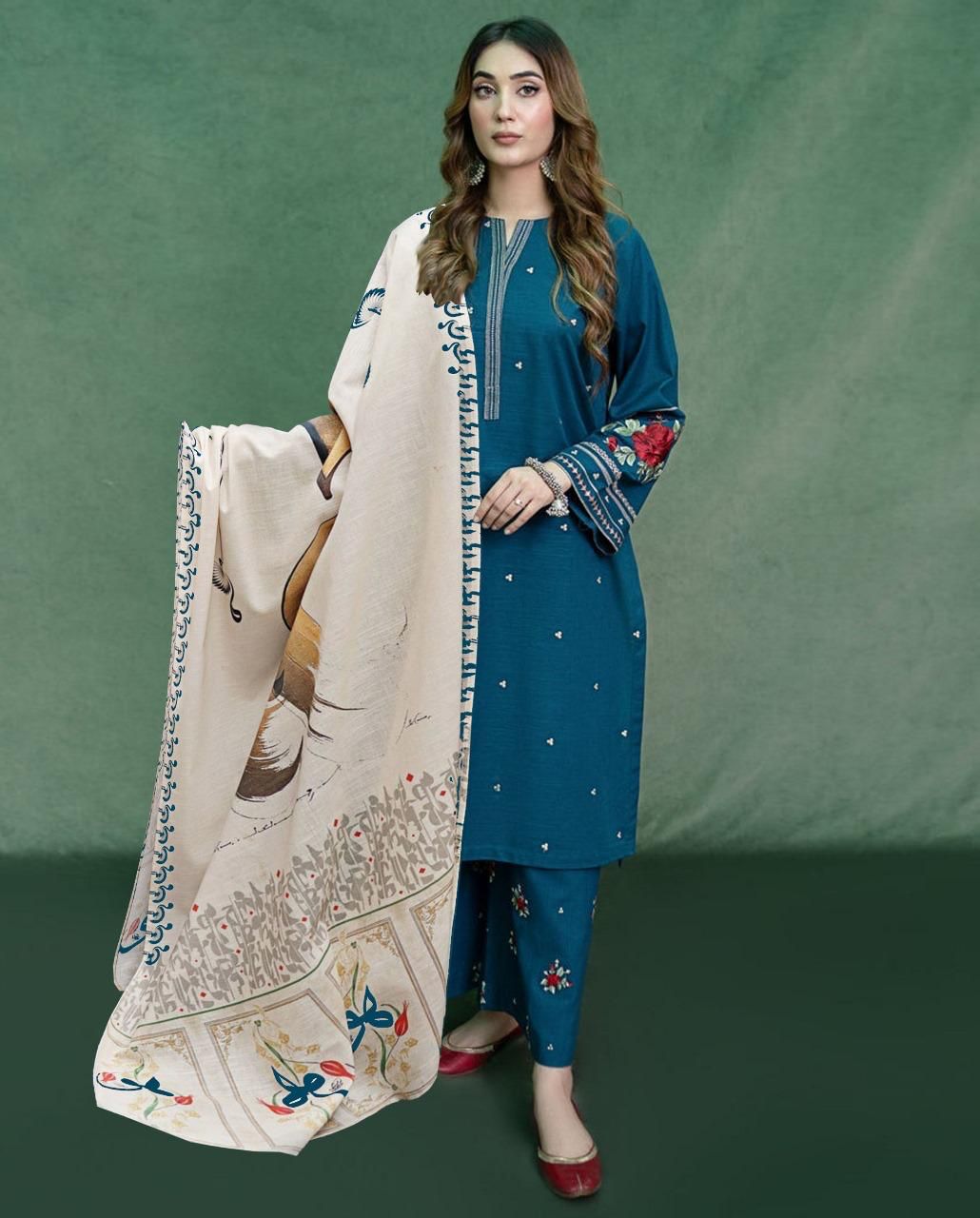 Aisling Dhanak Embroidered 3 Piece | AL104