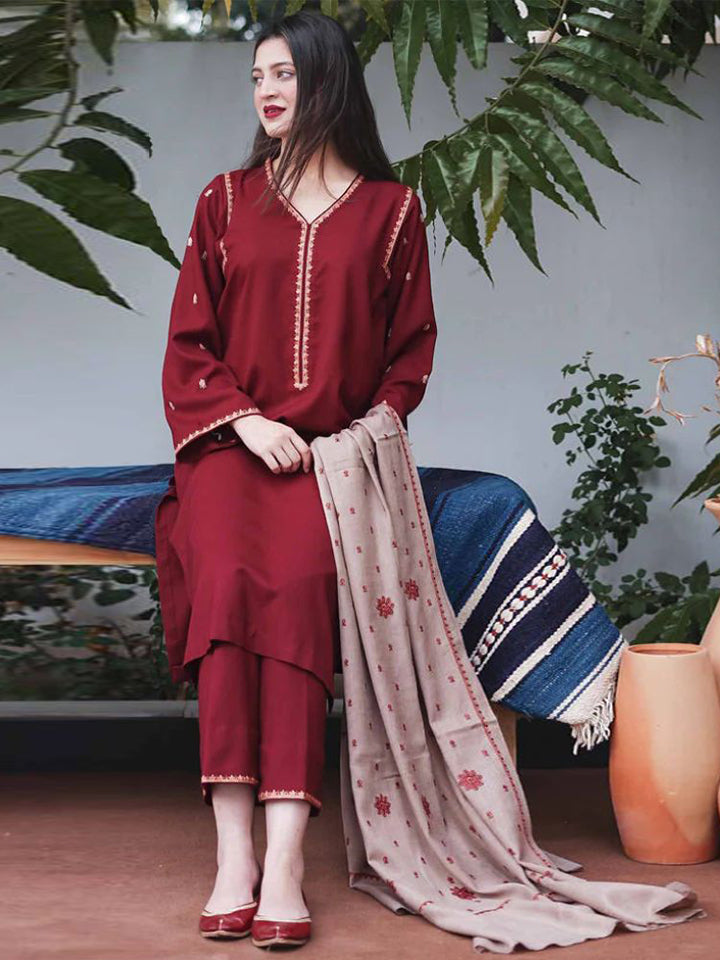 Aisling Dhanak Embroidered 3 Piece | AL111