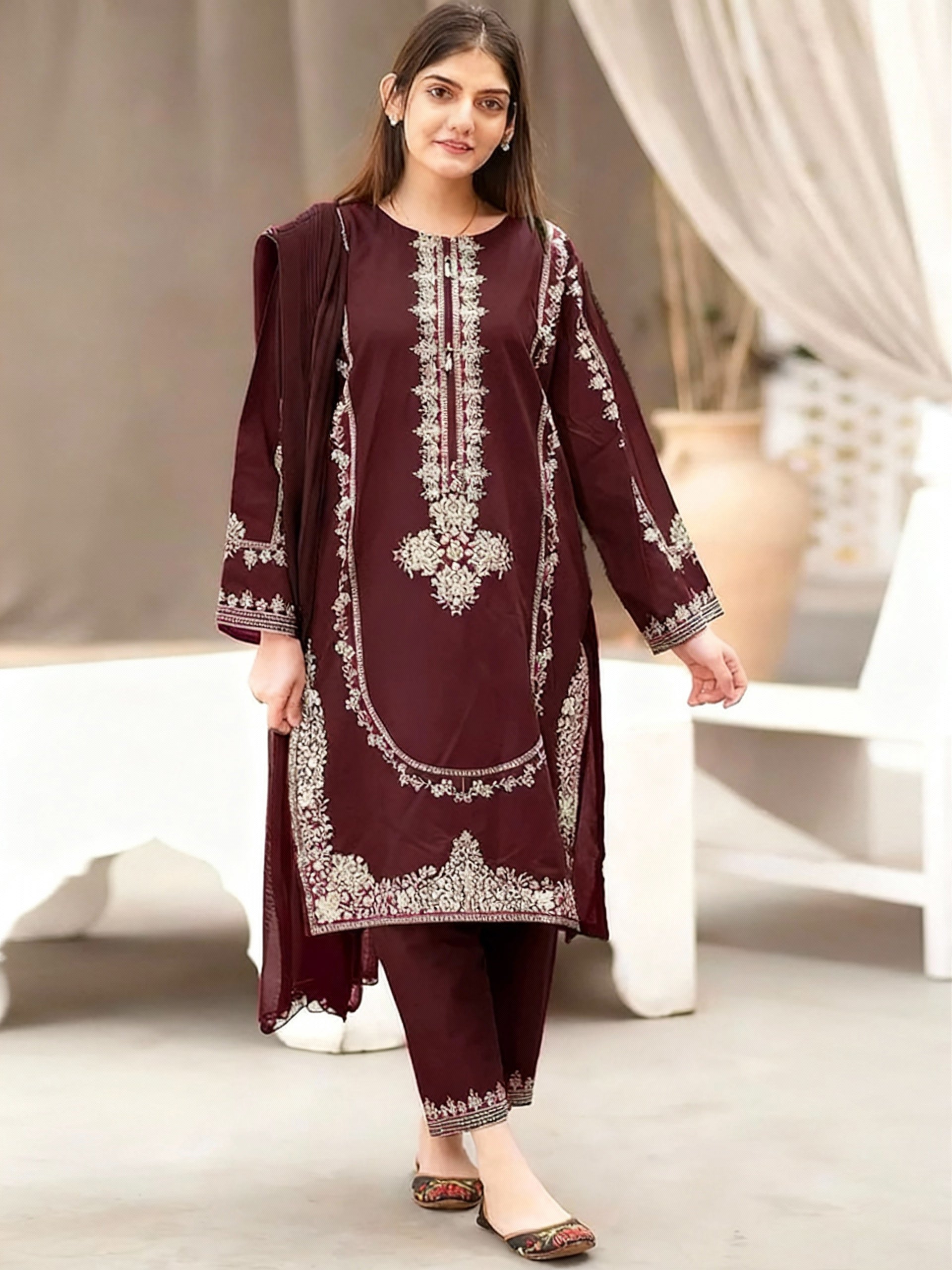 Baroque Dhanak Embroidered 2 Piece | BQ134