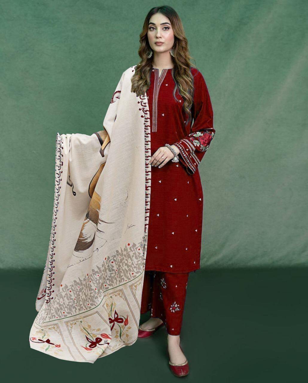 Aisling Dhanak Embroidered 3 Piece | AL100