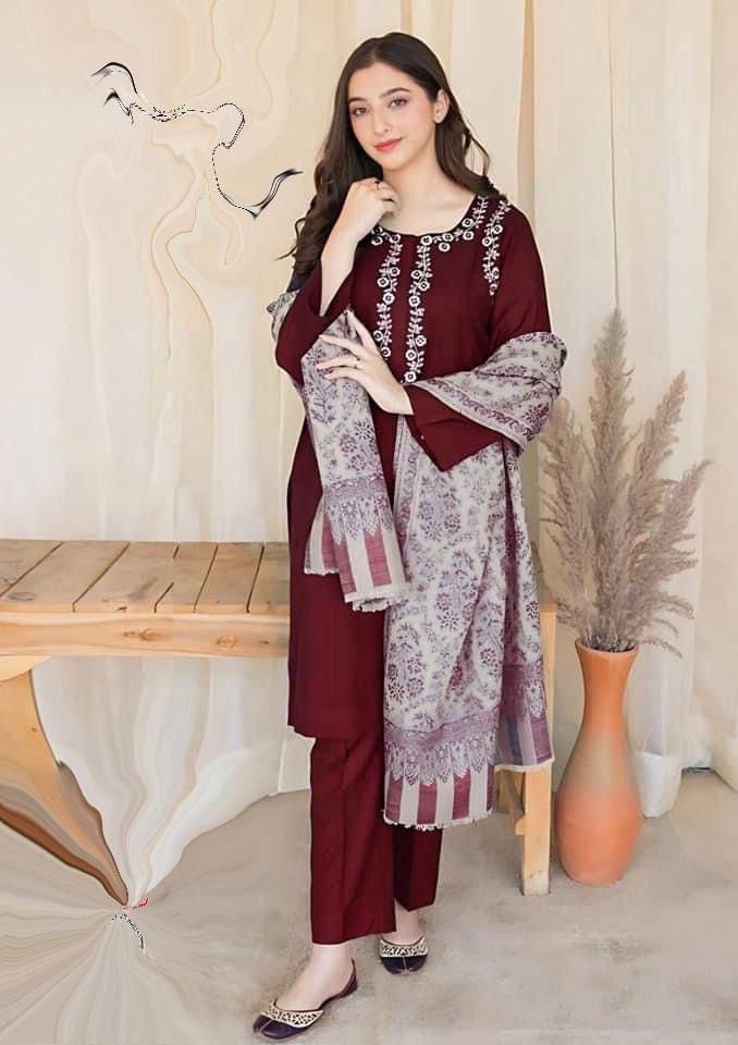 Aisling Dhanak Embroidered 3 Piece | AL107