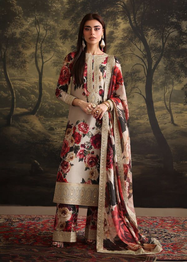 Crimson Silk Embroidered 3 Piece | CN105