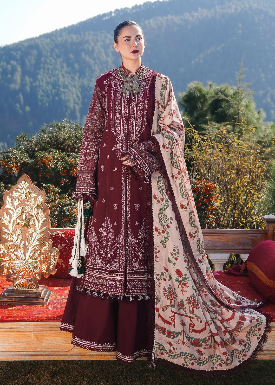 Hussain Rehar Dhanak Embroidered 3 Piece | HR103