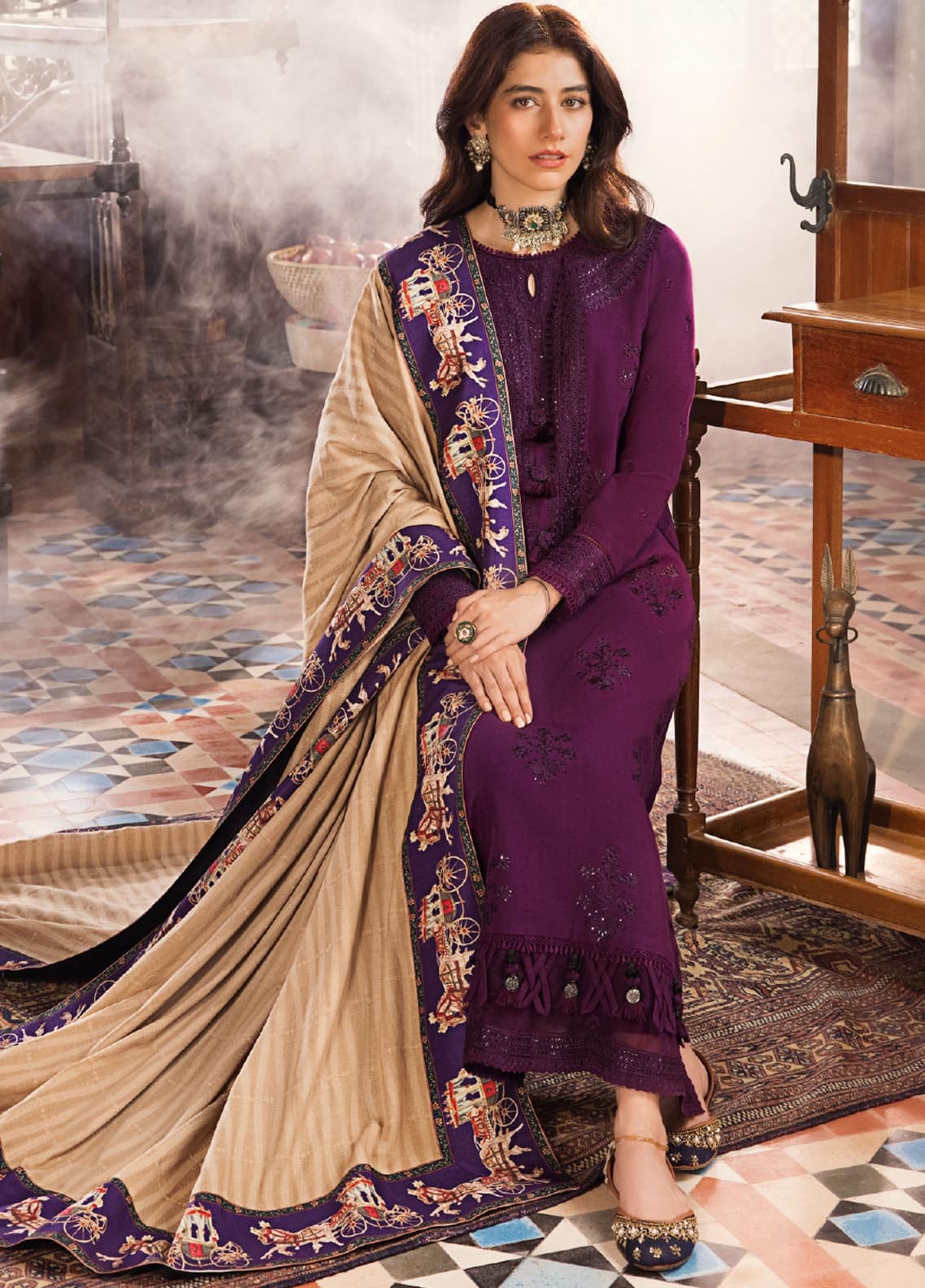 Aisling Dhanak Embroidered 3 Piece | AL137