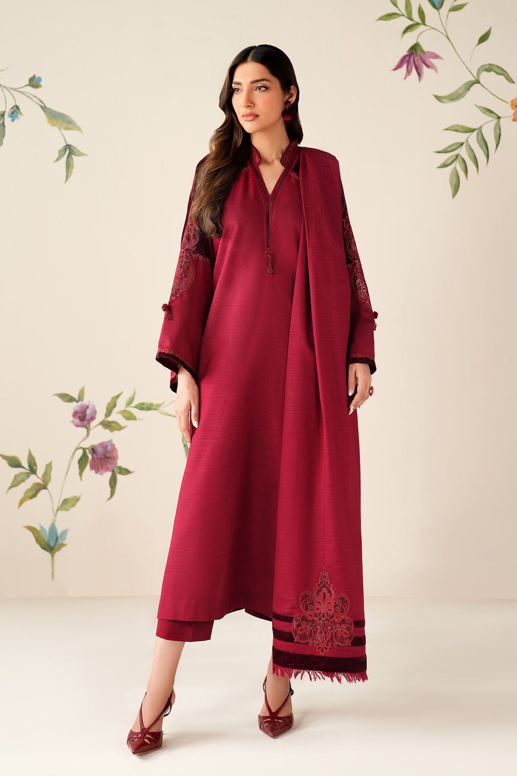 Baroque Dhanak Embroidered 3 Piece | BQ131