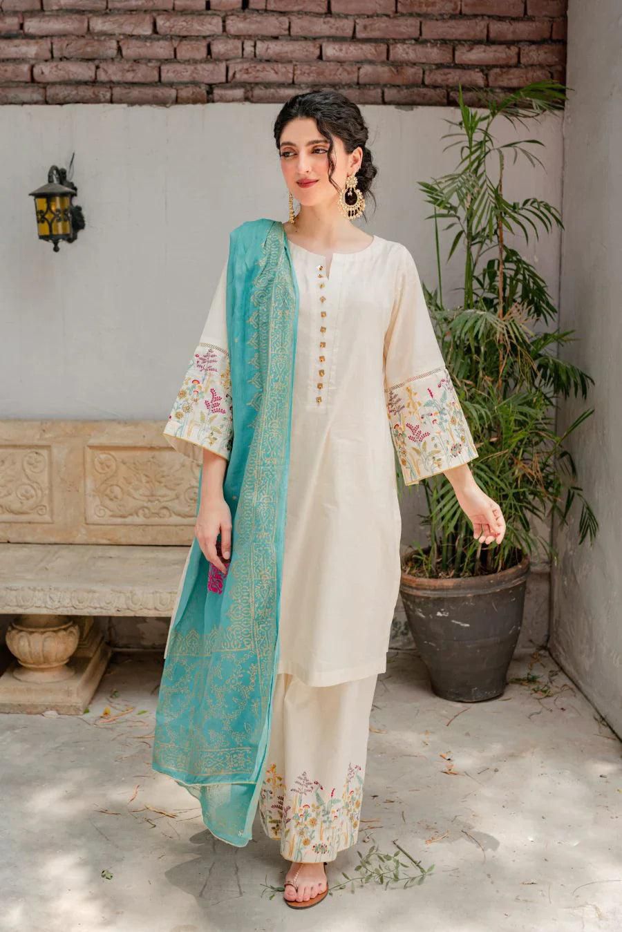 Aisling Dhanak Embroidered 3 Piece | AL121