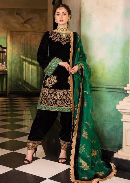 Baroque Velvet Embroidered 3 Piece | BQ136