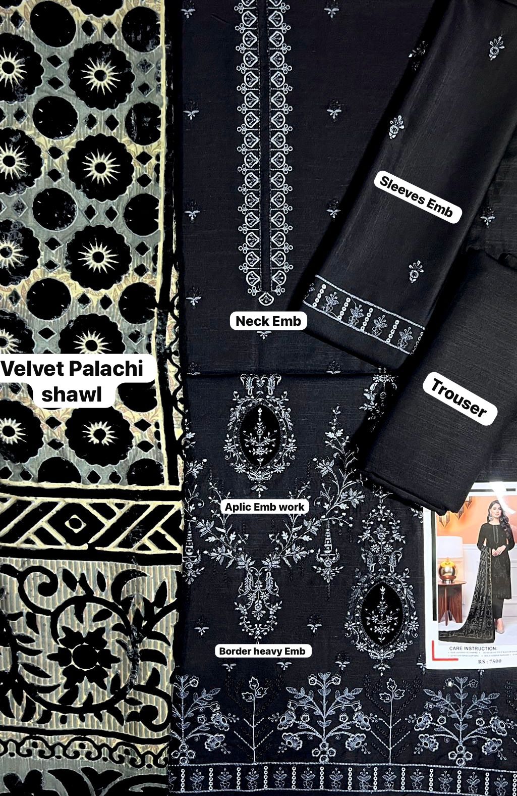 Baroque Velvet Palachi Embroidered 3 Piece | BQ131