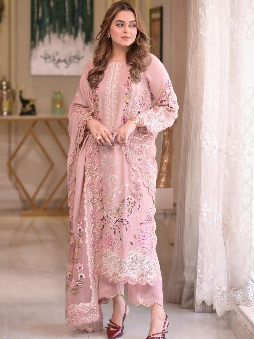 Aneela Dhanak Embroidered 3 Piece | AN121