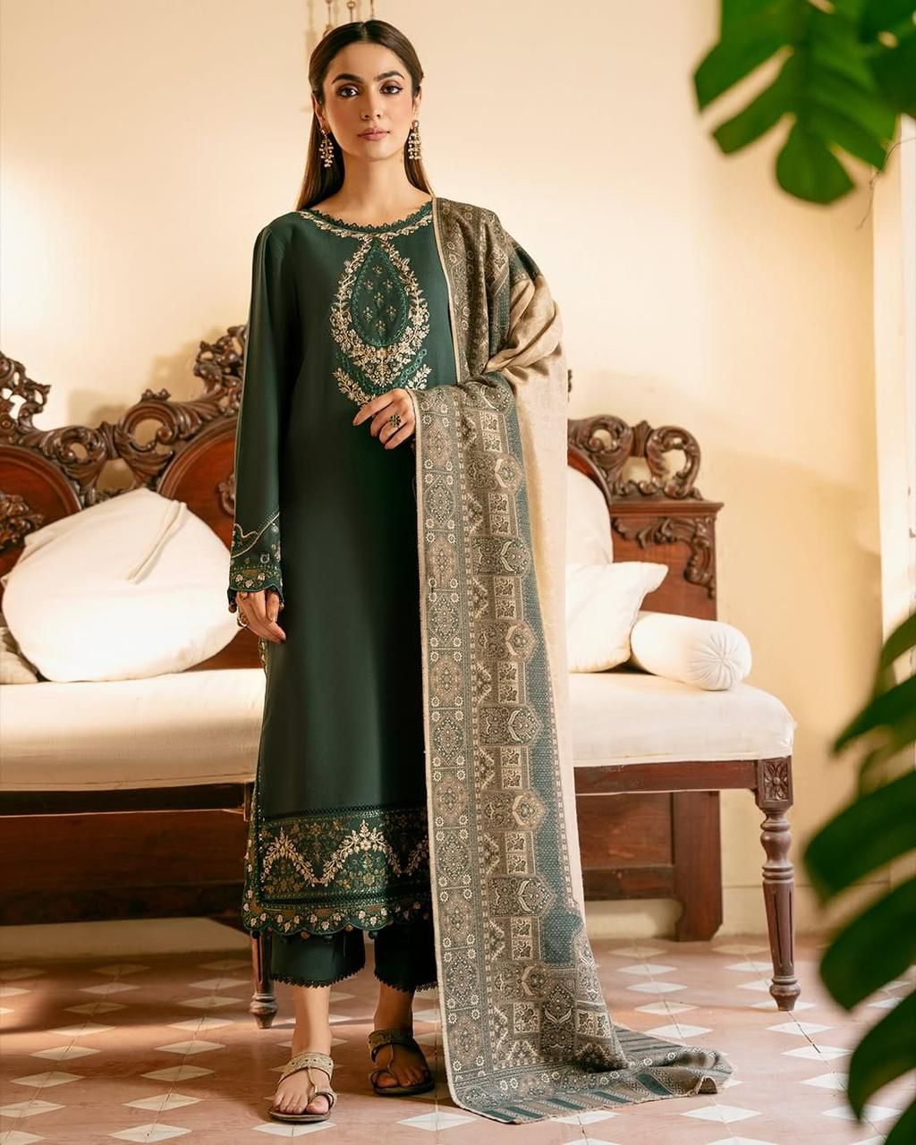 Premium Dhanak Embroidered 3 Piece | PN108