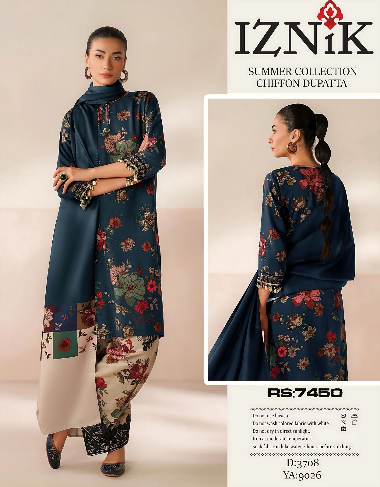 3 PC Digital Printed Lawn & Chiffon Dupatta | PL117