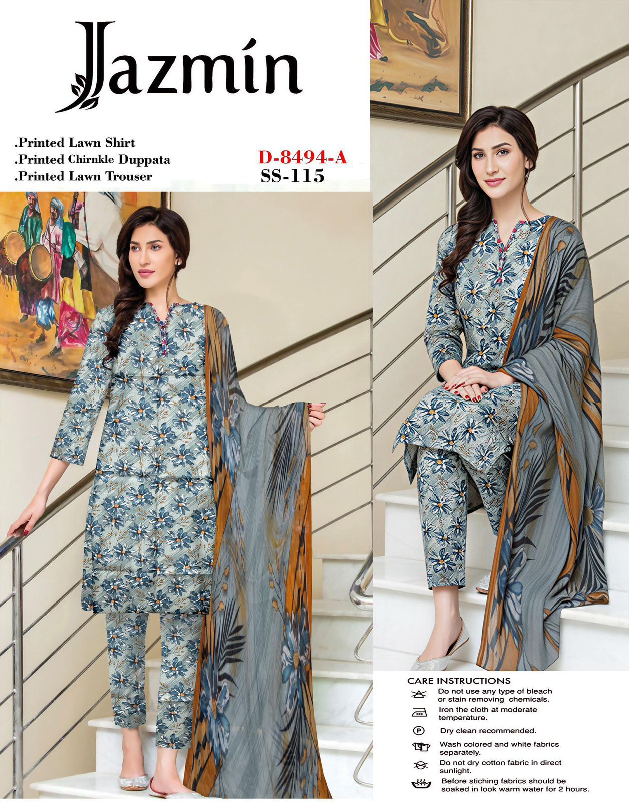 3 PC Digital Printed Lawn & Chiffon Dupatta | PL121