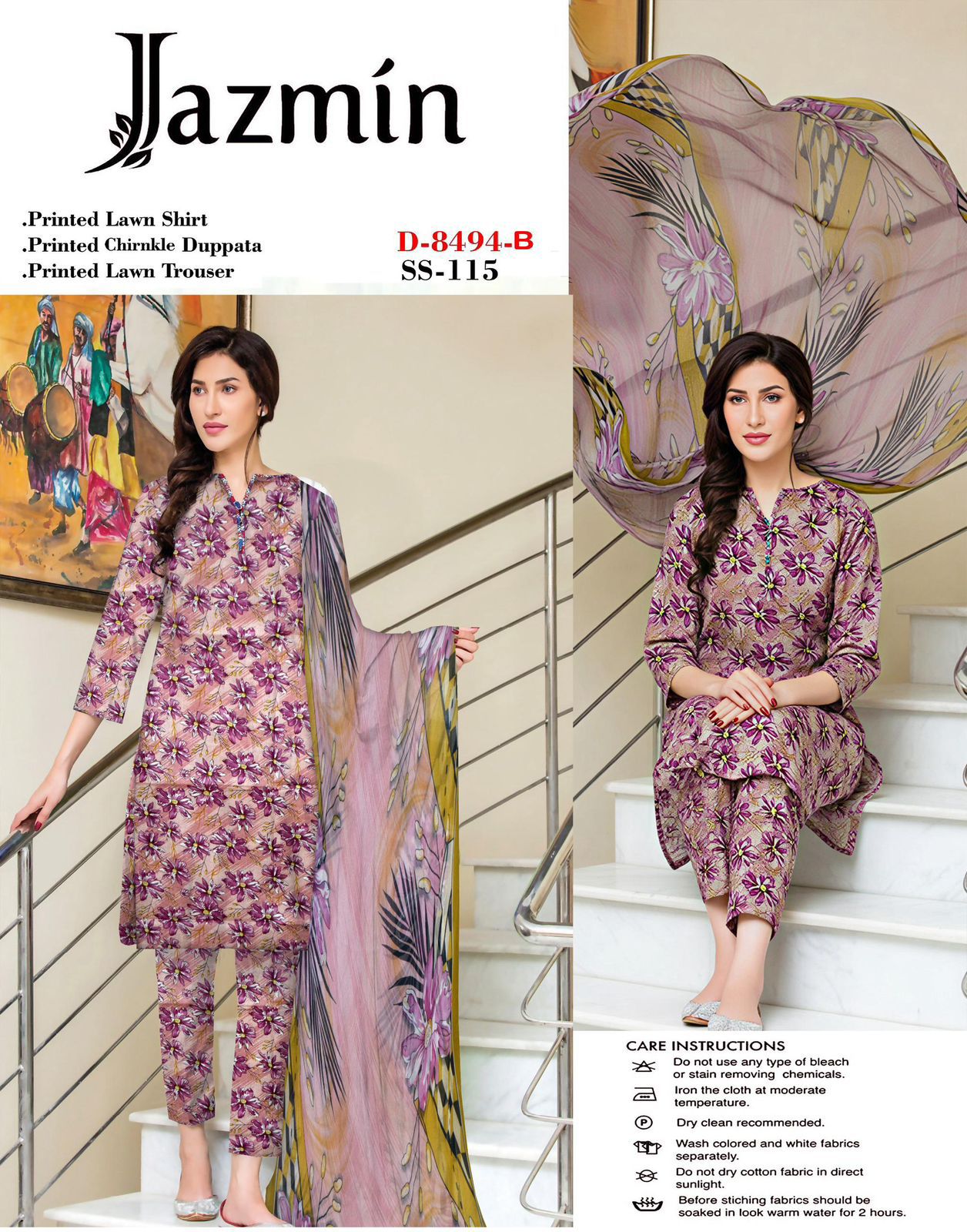 3 PC Digital Printed Lawn & Chiffon Dupatta | PL122