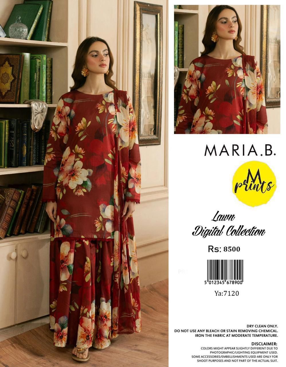 3 PC Digital Printed Lawn & Chiffon Dupatta | PL123