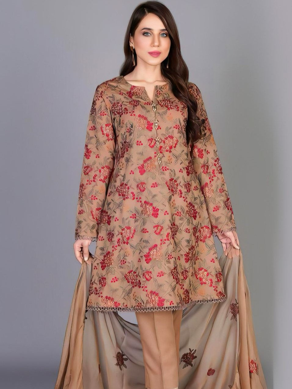 Premium Dhanak Embroidered 3 Piece | PN112