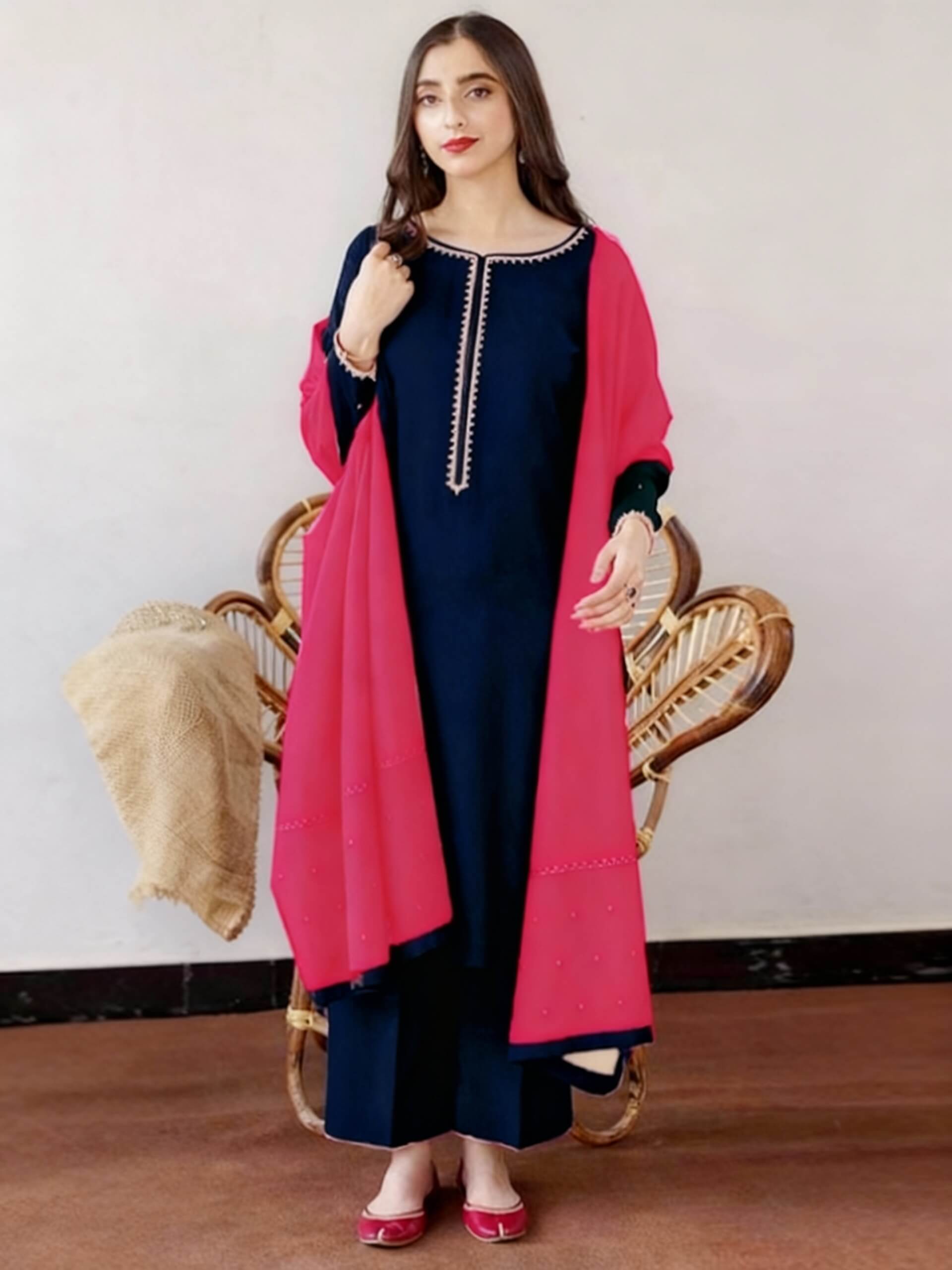 Aisling Dhanak Embroidered 3 Piece | AL115