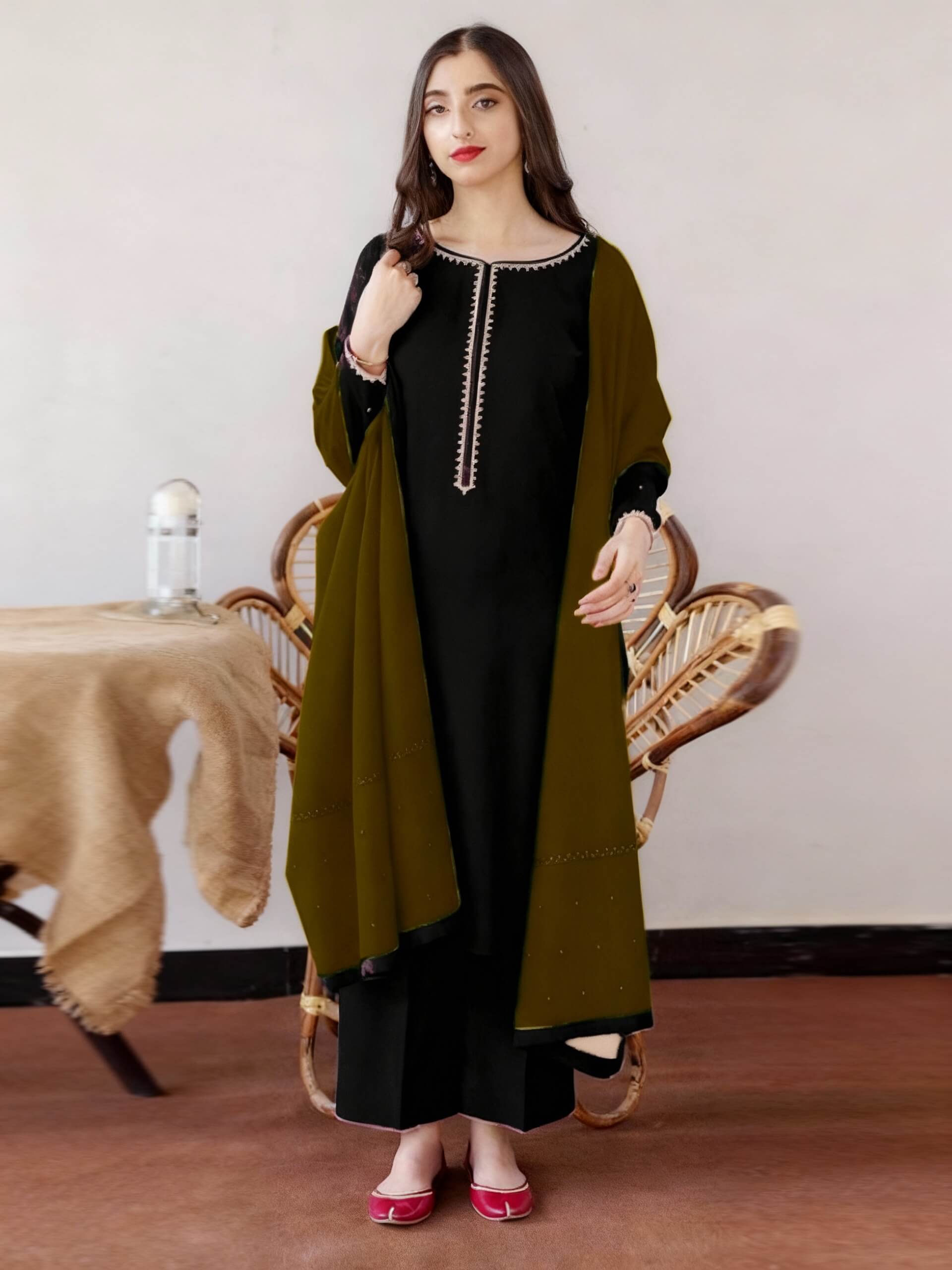 Aisling Dhanak Embroidered 3 Piece | AL116