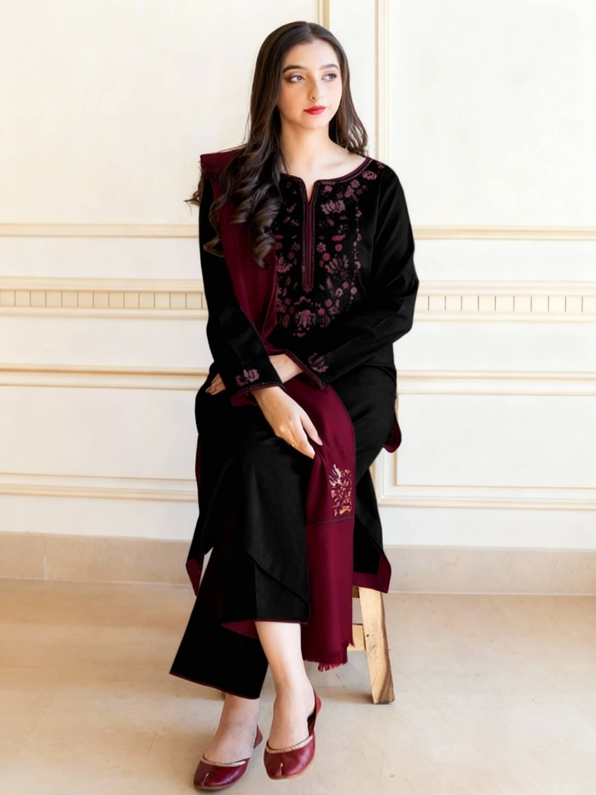Aisling Dhanak Embroidered 3 Piece | AL120