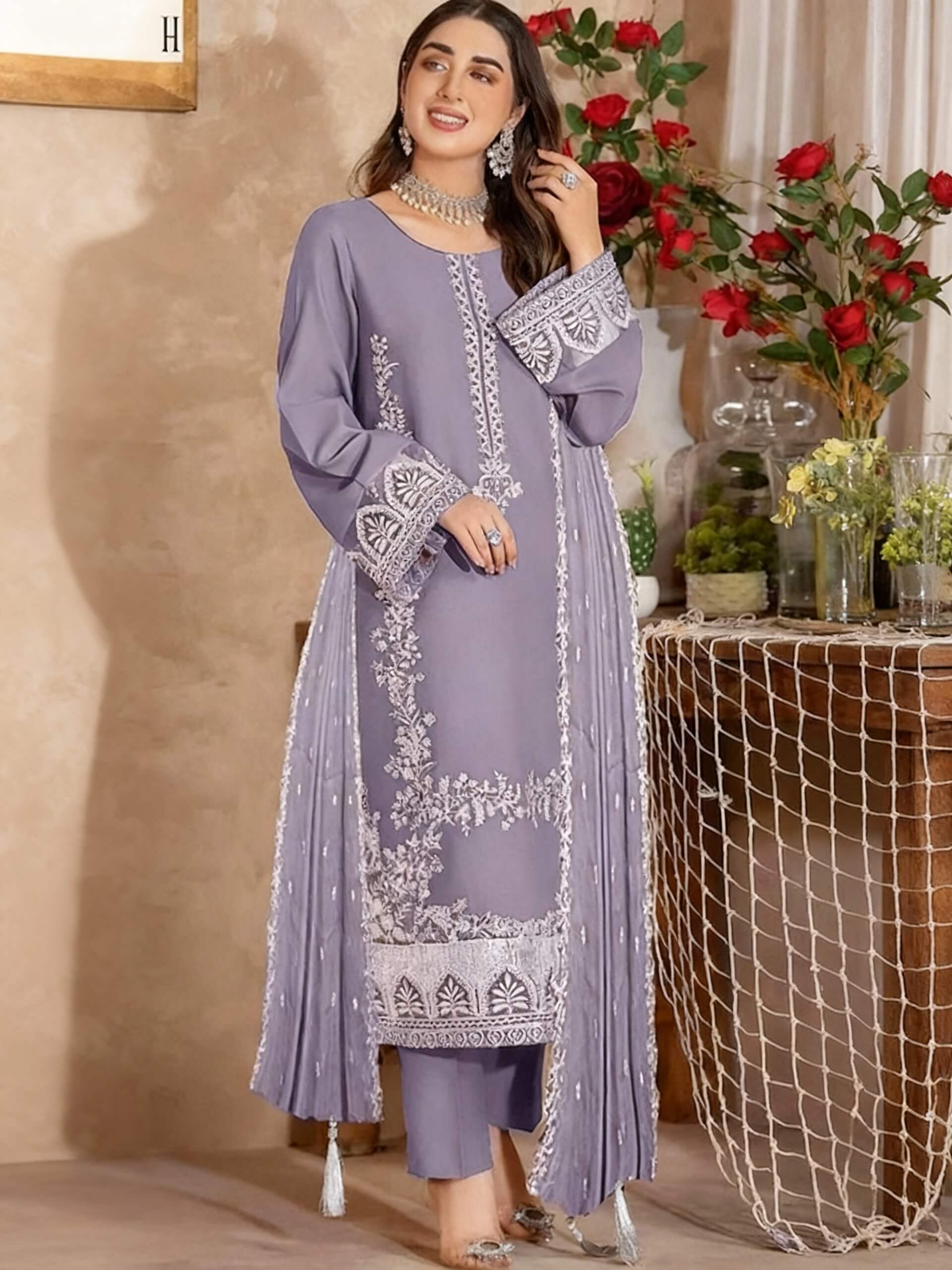 Urge Dhanak Embroidered 3 Piece | UG106