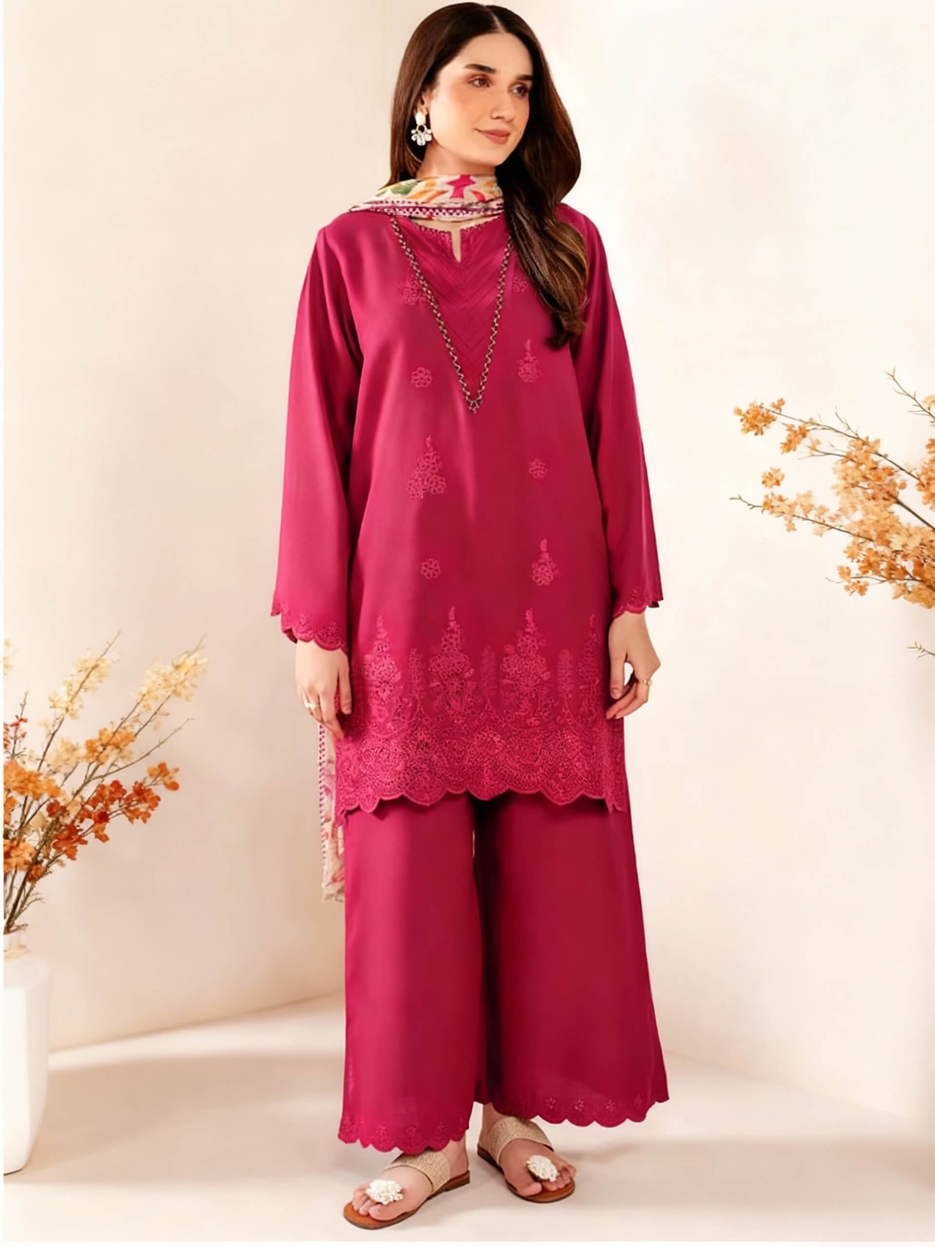 Aisling Dhanak Embroidered 3 Piece | AL131
