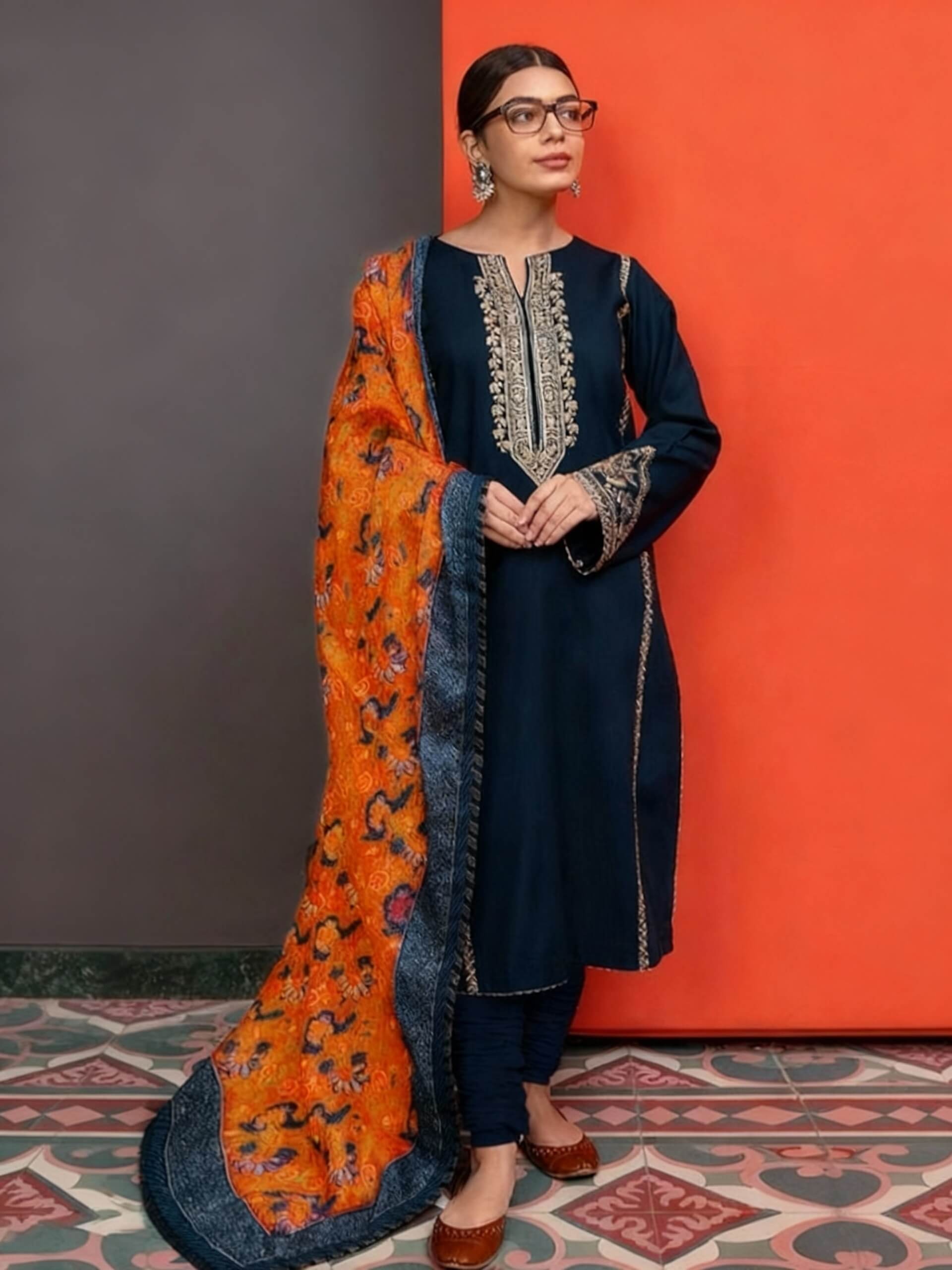 Kokum Dhanak Embroidered 3 Piece | KK100