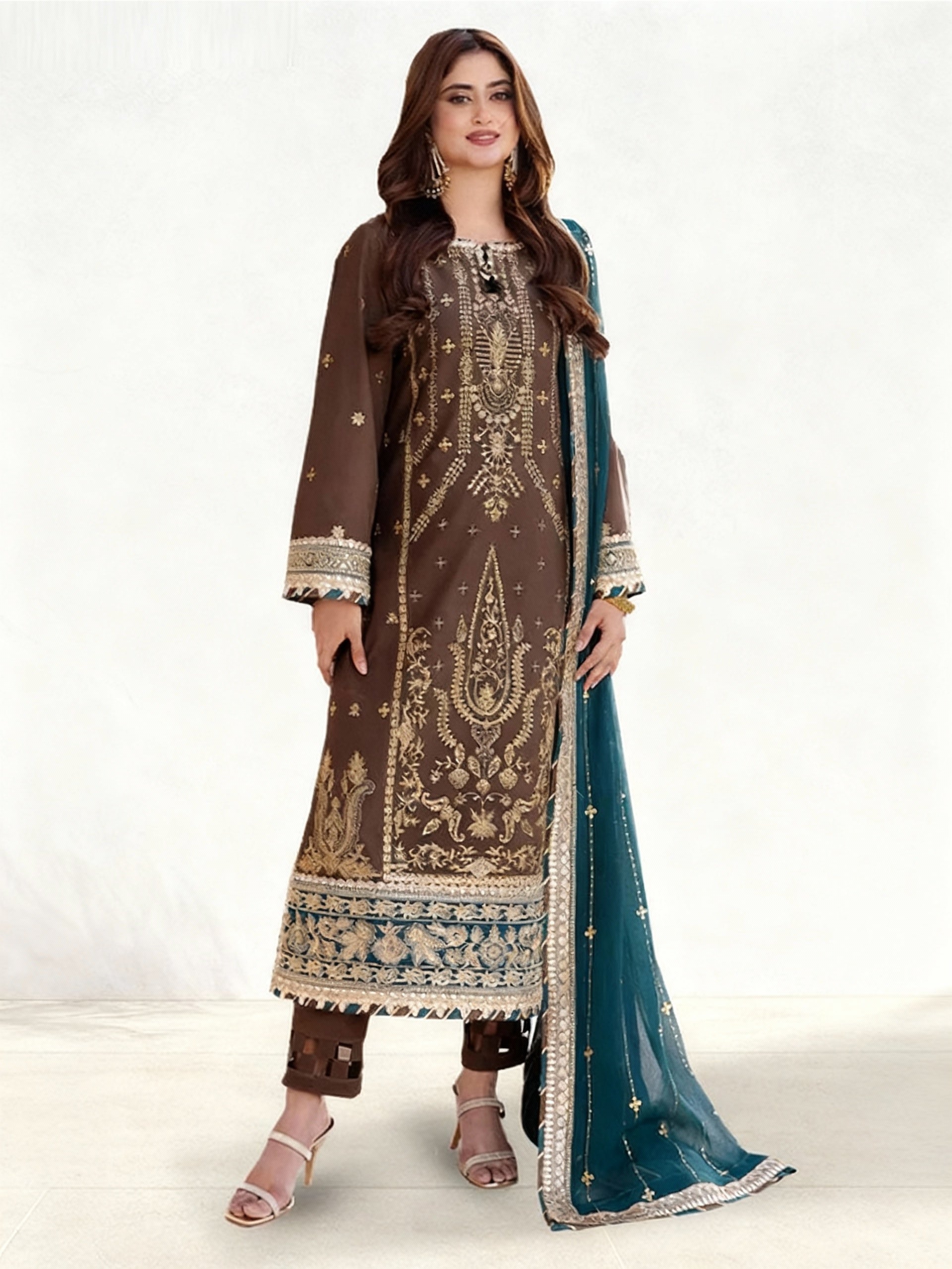 Asimjofa Dhanak Embroidered 3 Piece | AJ103