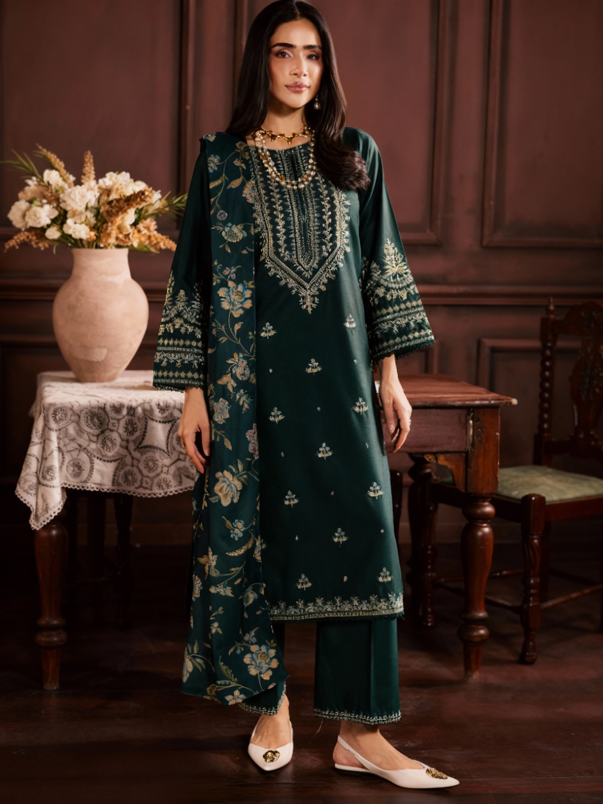 Batik Dhanak Embroidered 3 Piece | BK105