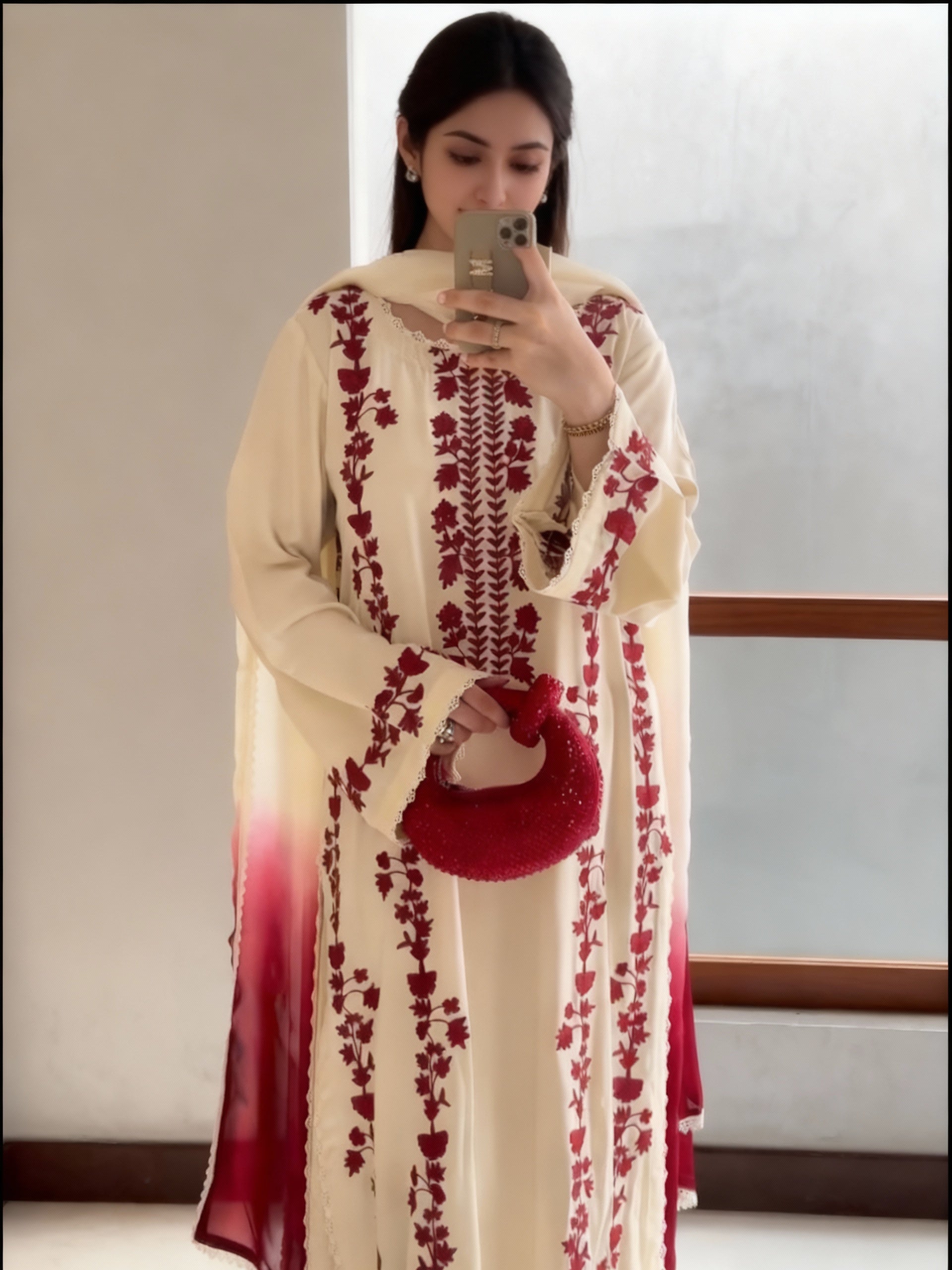 Maria.B Dhanak Embroidered 3 Piece | MB116