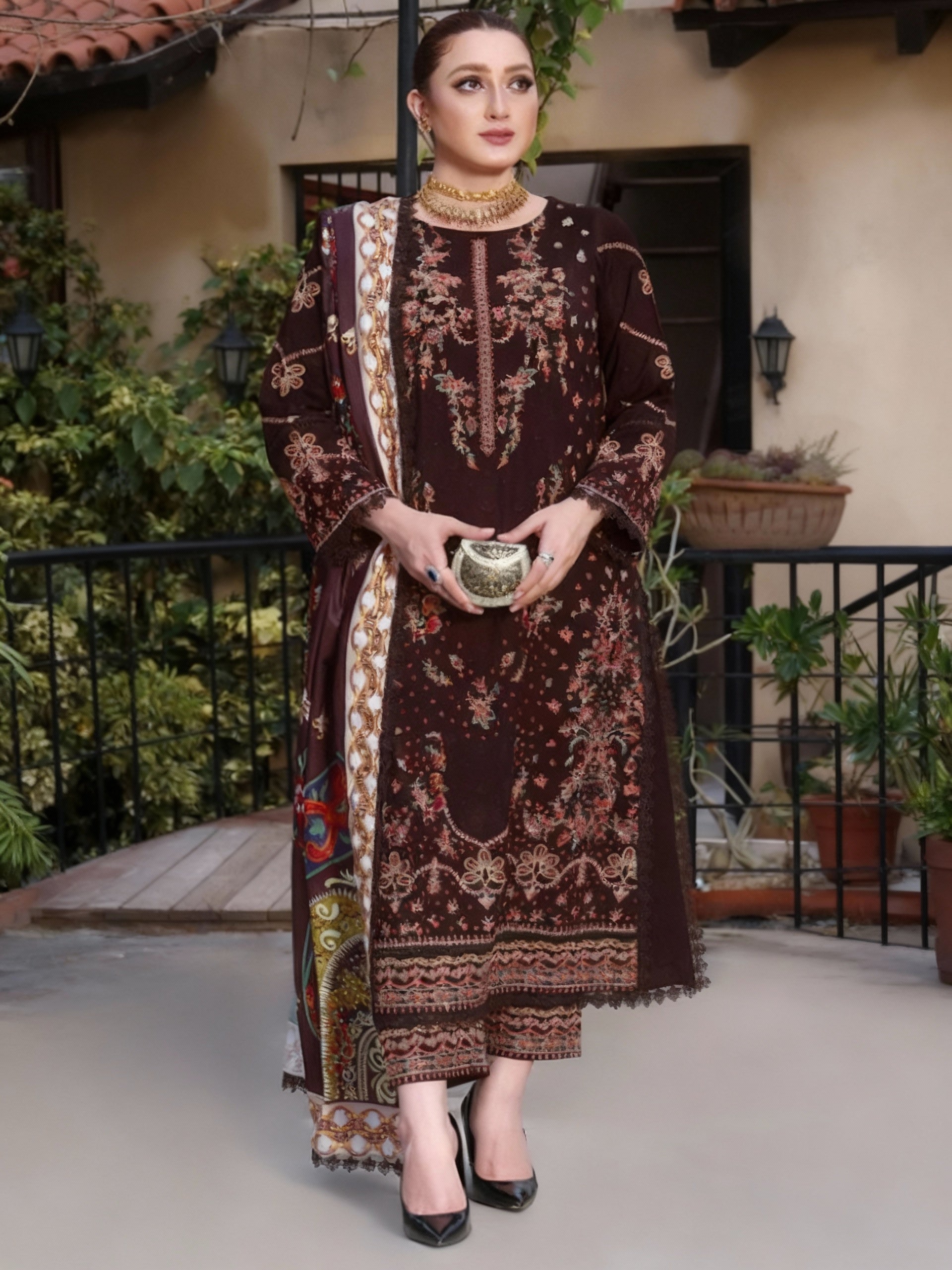 Aneela Dhanak Embroidered 3 Piece | AN114