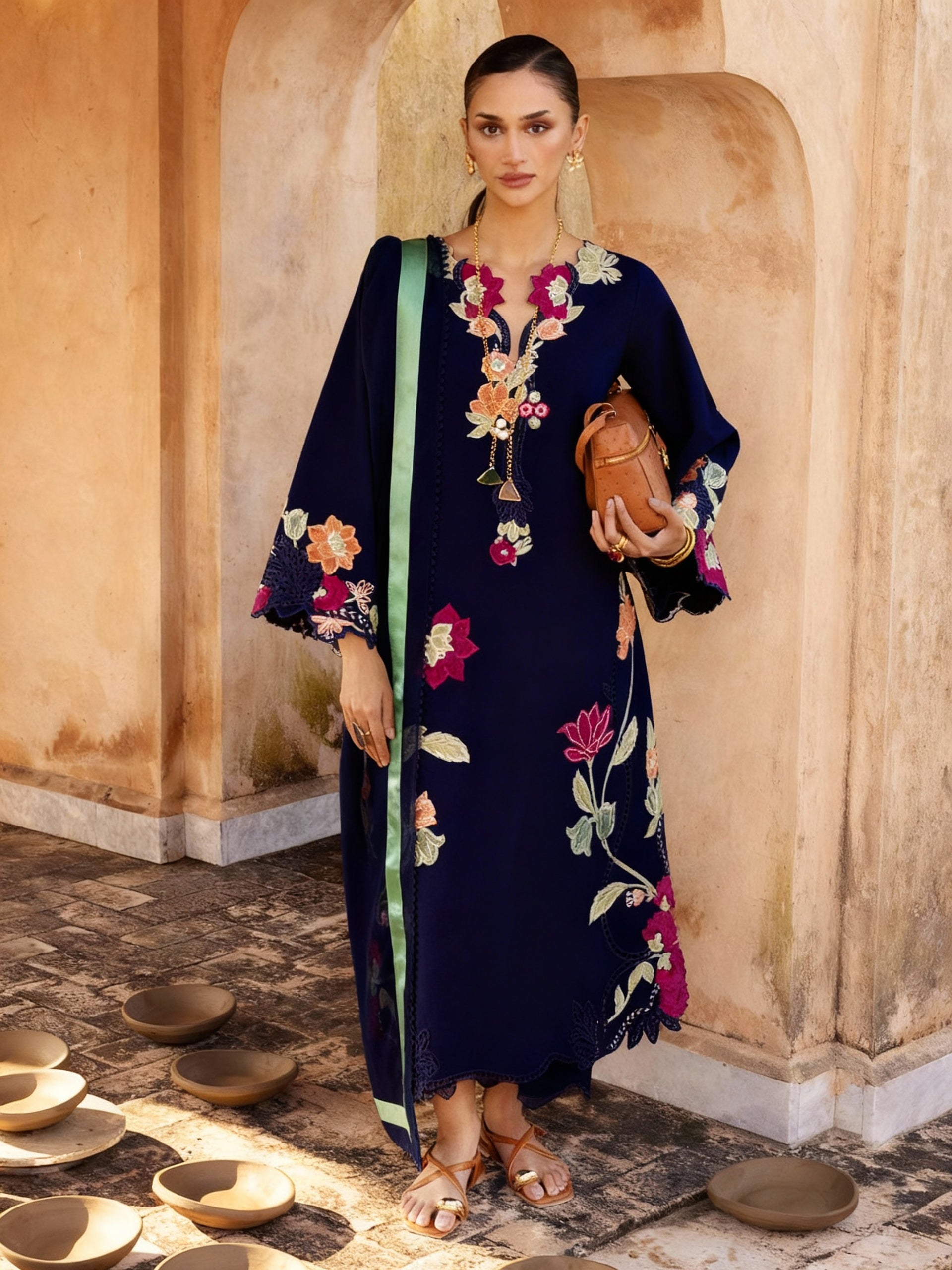 Crimson Dhanak Embroidered 3 Piece | CN107