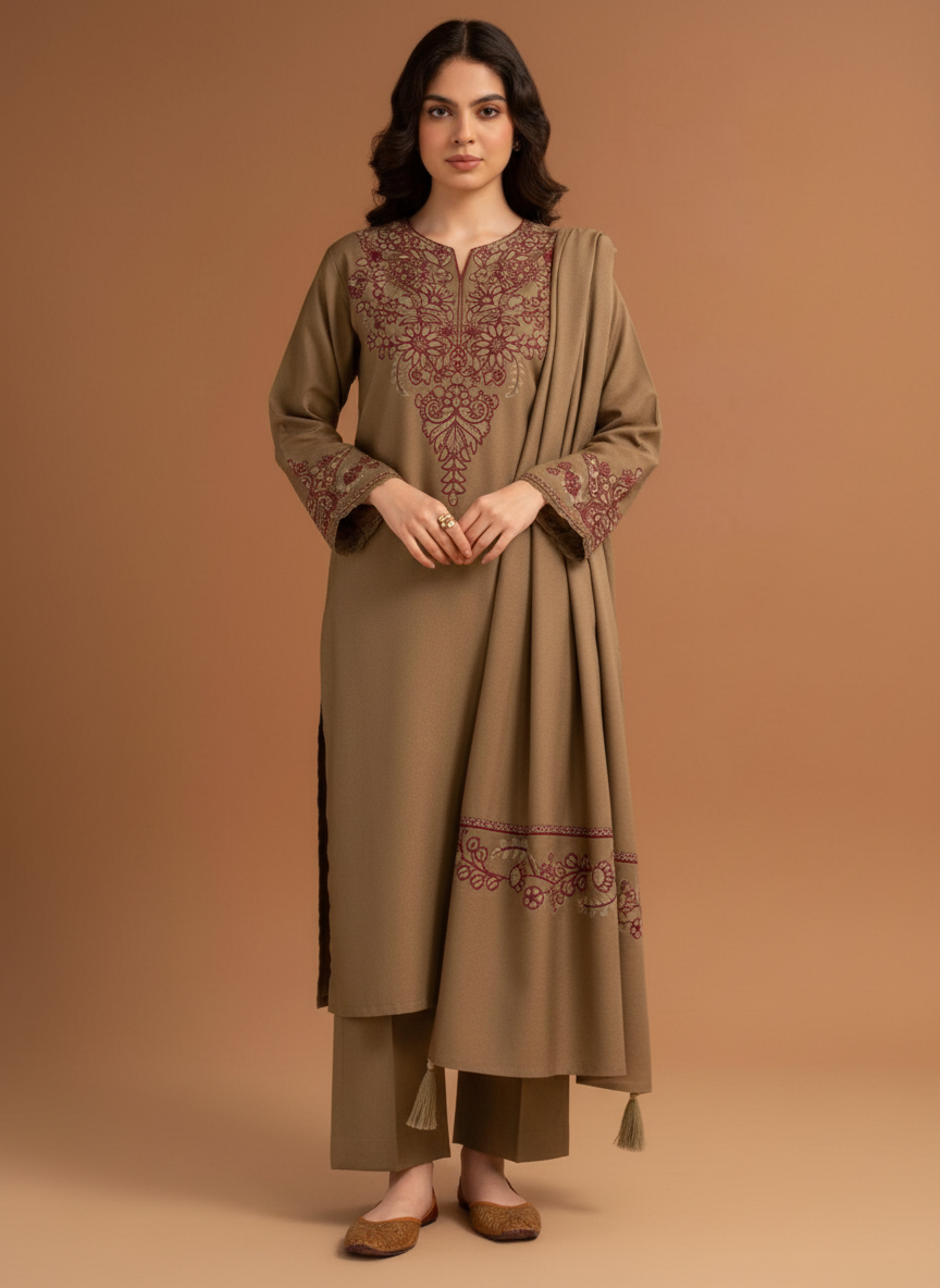 Asimjofa Dhanak Embroidered 3 Piece | AJ106