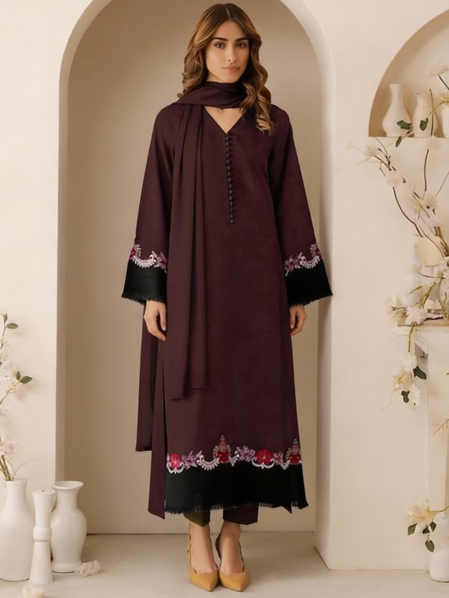 Qaswa Dhanak Embroidered 3 Piece | QW102