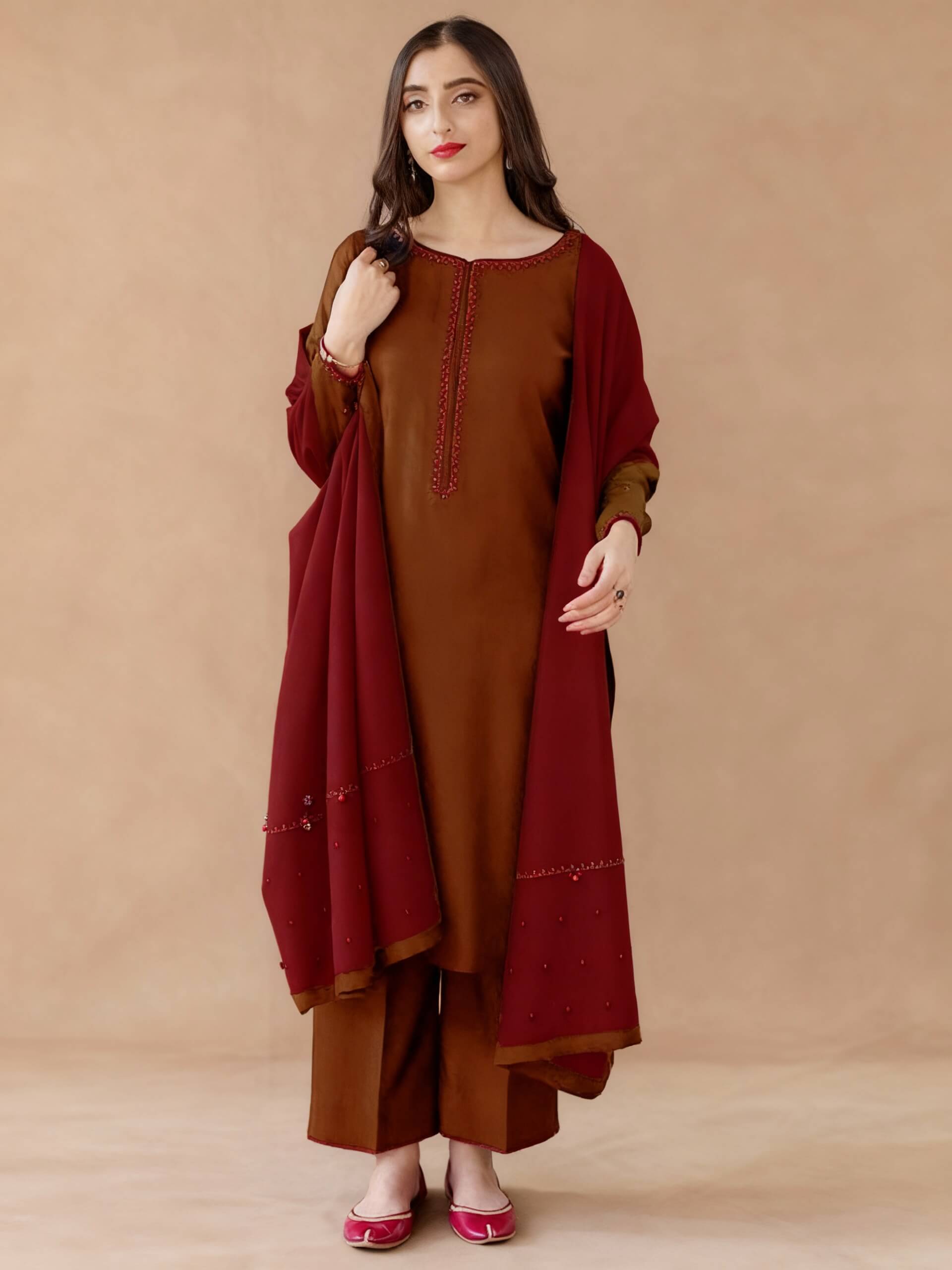 Aisling Dhanak Embroidered 3 Piece | AL125