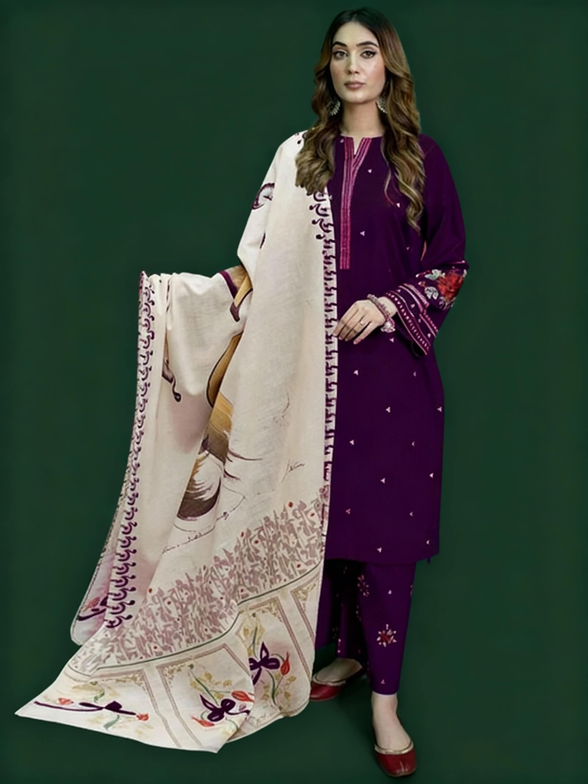 Aisling Dhanak Embroidered 3 Piece | AL127