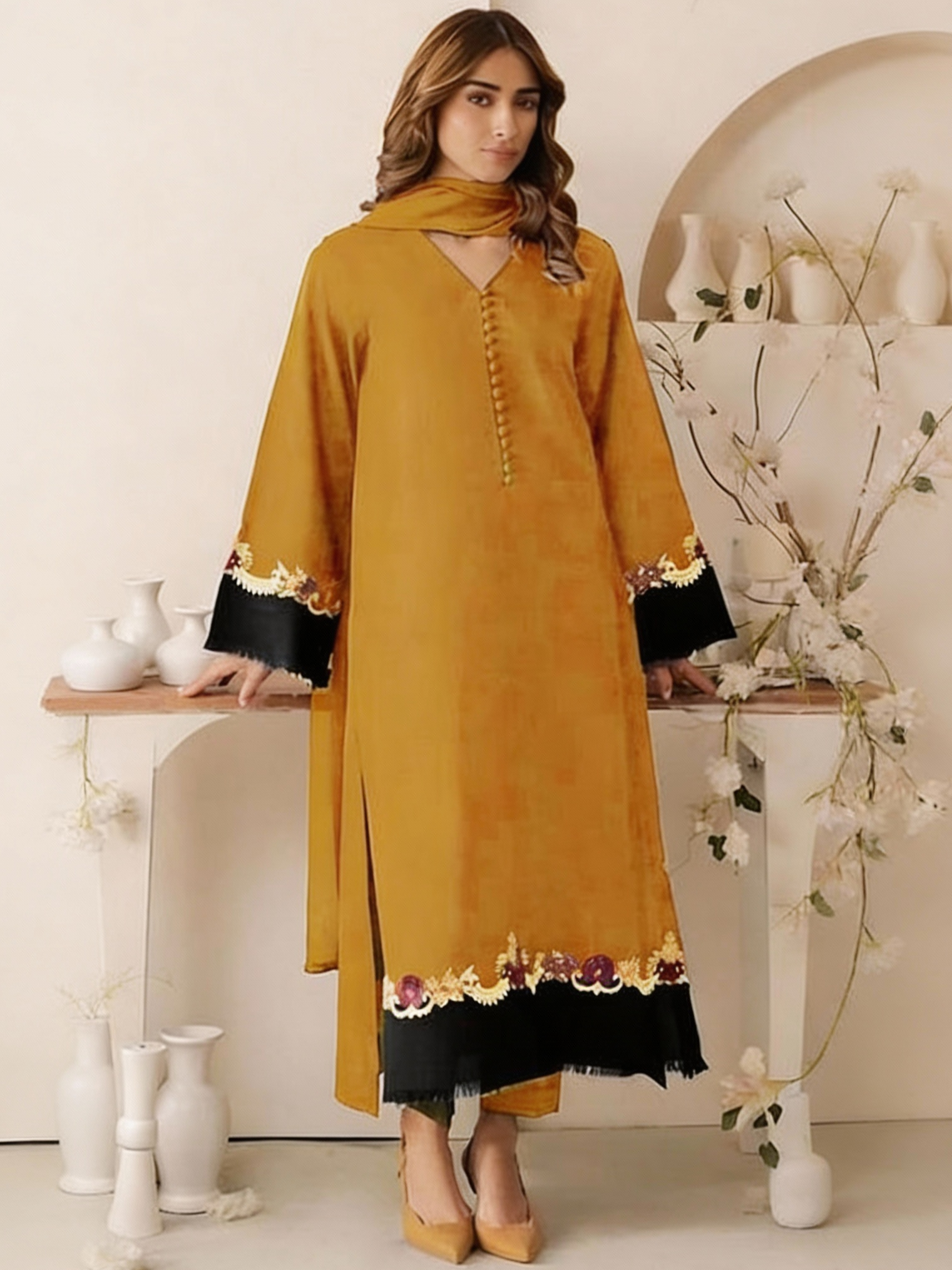 Qaswa Dhanak Embroidered 3 Piece | QW100