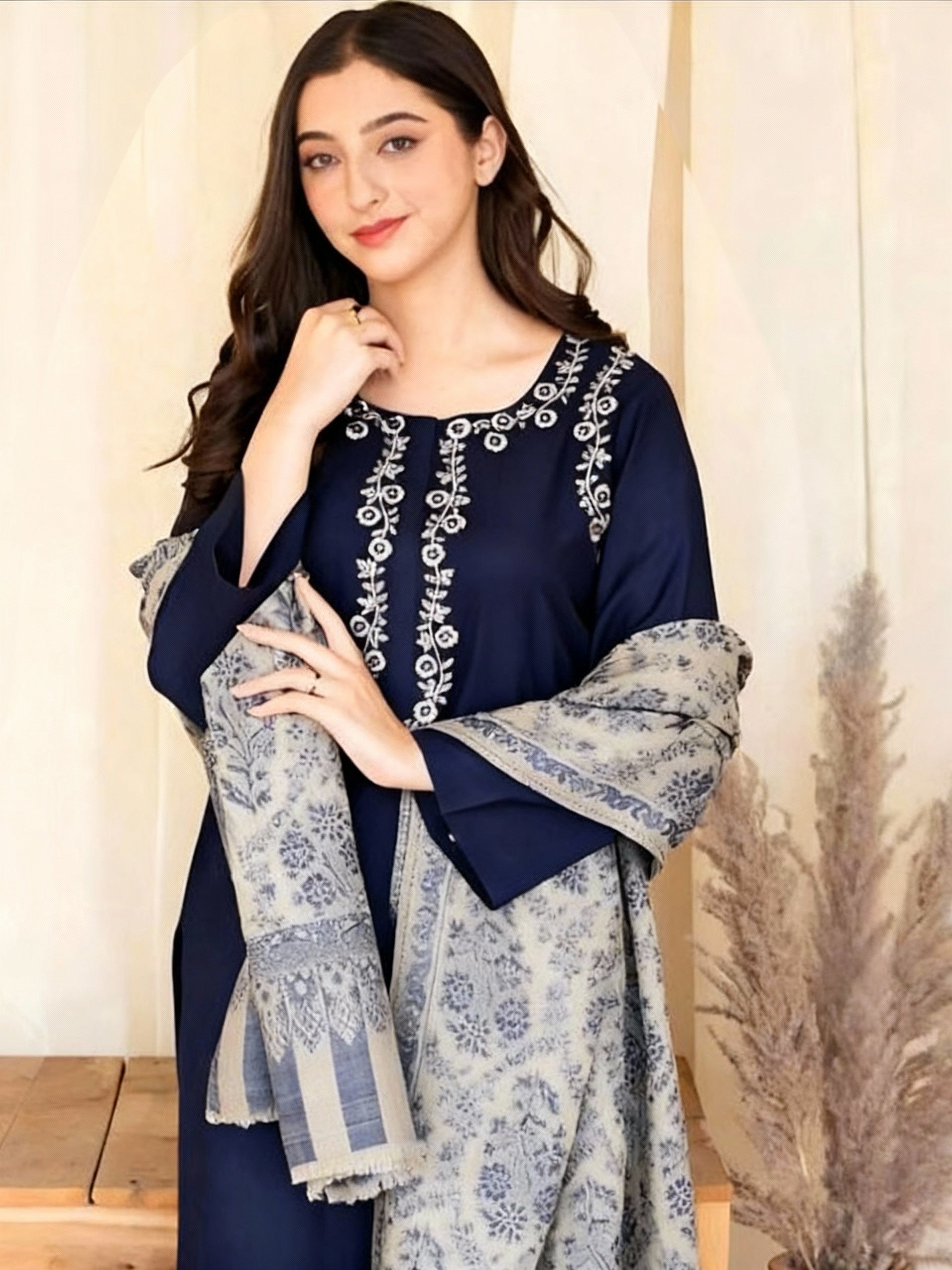 Aisling Dhanak Embroidered 3 Piece | AL110